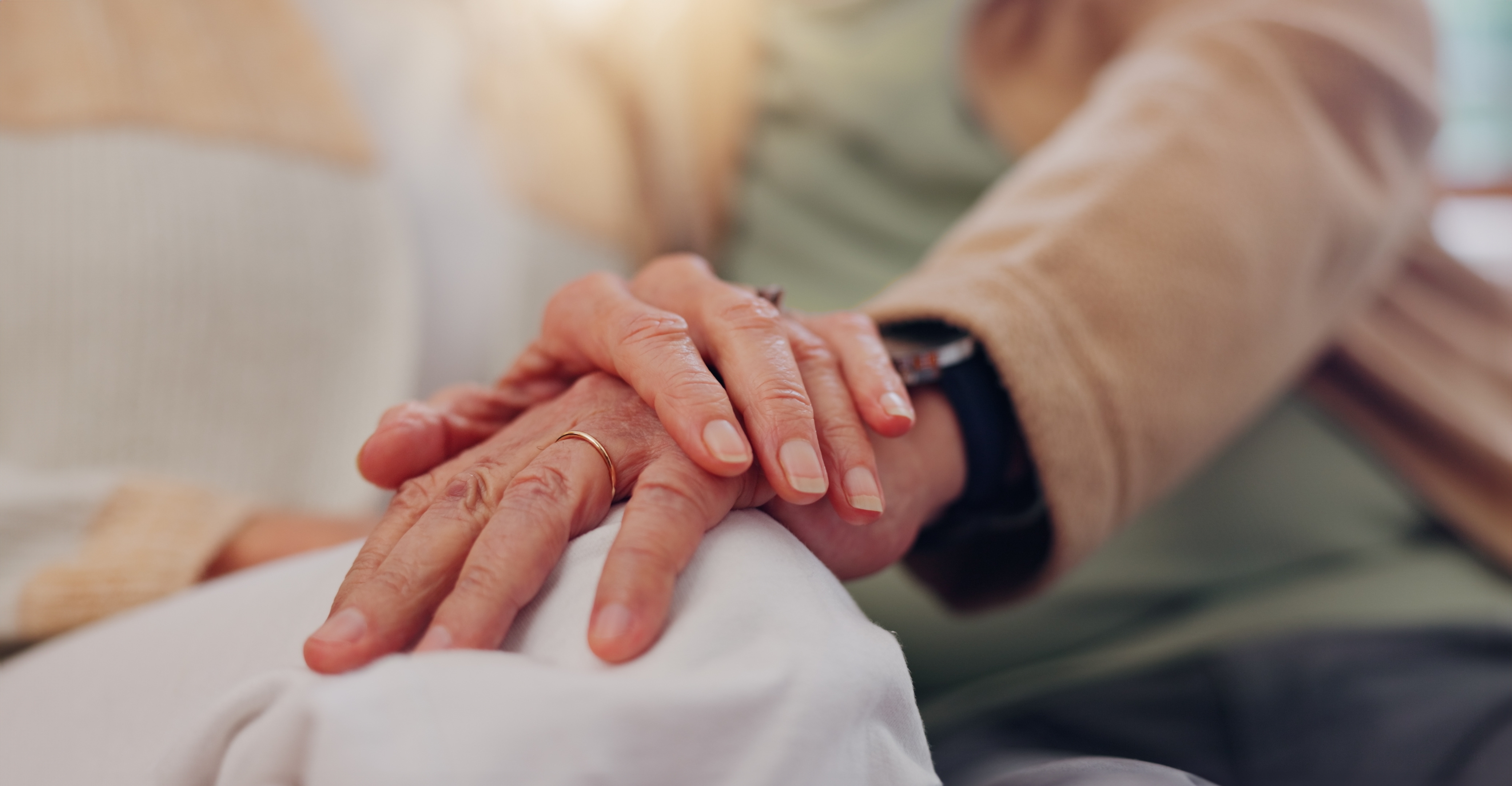 Hands,,Support,And,A,Senior,Couple,Closeup,In,Their,Home